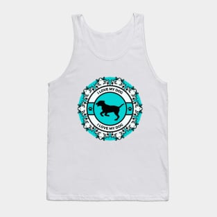 Turquoise I Love My Dog Tank Top